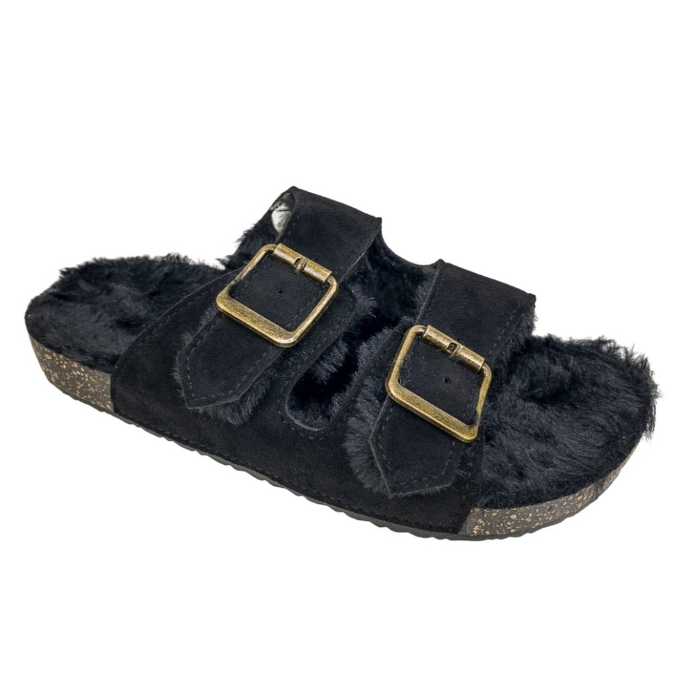 Secret Treasures Faux Fur Two-Band Slide Slippers